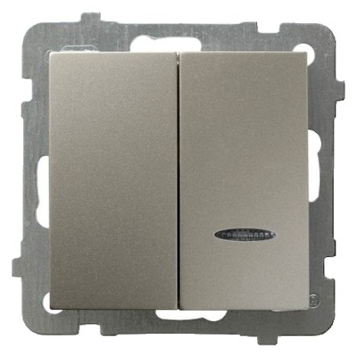 Łącznik dwugrupowy świecznikowy z podświetleniem niebieskim Satyna Light Ospel AS - ŁP-2GS/m/45