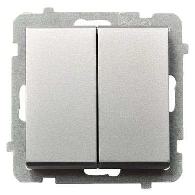 Łącznik dwugrupowy świecznikowy Srebro Mat Ospel SONATA - ŁP-2R/m/38