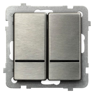 Łącznik dwugrupowy świecznikowy z podświetleniem niebieskim Stal Inox Ospel SONATA STAL INOX - ŁP-2RMS/m/37