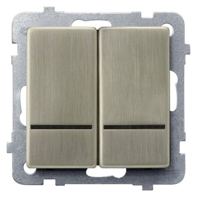 Łącznik dwugrupowy świecznikowy z podświetleniem niebieskim Nowe Srebro Ospel SONATA NOWE SREBRO - ŁP-2RMS/m/44