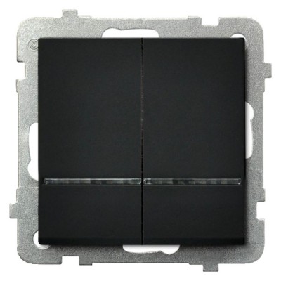 Łącznik dwugrupowy świecznikowy z podświetleniem niebieskim Czarny Metalik Ospel SONATA - ŁP-2RS/m/33