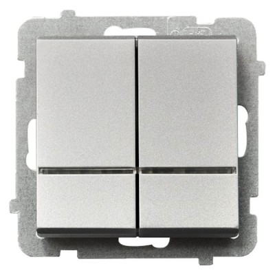 Łącznik dwugrupowy świecznikowy z podświetleniem niebieskim Srebro Mat Ospel SONATA - ŁP-2RS/m/38