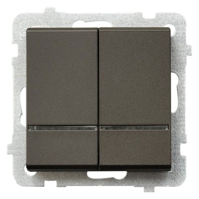 Łącznik dwugrupowy świecznikowy z podświetleniem niebieskim Czekoladowy Metalik Ospel SONATA - ŁP-2RS/m/40