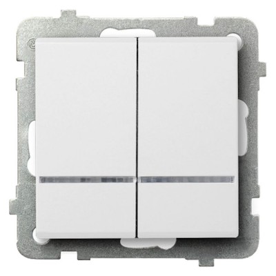 Łącznik dwugrupowy świecznikowy z podświetleniem niebieskim Biały Mat Ospel SONATA - ŁP-2RS/m/75