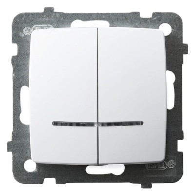 Łącznik dwugrupowy świecznikowy z podświetleniem pomarańczowym Biały Ospel KARO - ŁP-2SS/m/00