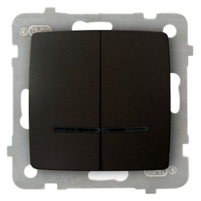 Łącznik dwugrupowy świecznikowy z podświetleniem niebieskim Czekoladowy Metalik Ospel KARO - ŁP-2SS/m/40