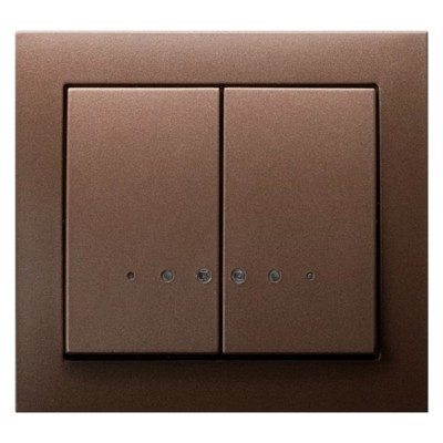 Łącznik jednobiegunowy z podświetleniem niebieskim Brązowy Metalik Ospel KIER - ŁP-2WS/52