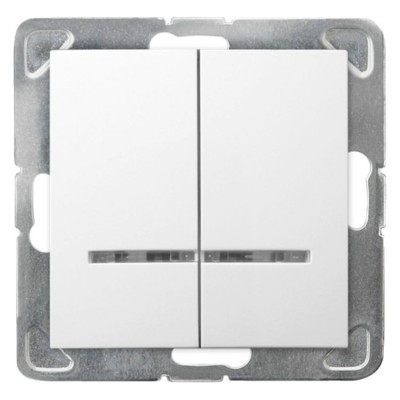 Łącznik dwugrupowy świecznikowy z podświetleniem pomarańczowym Biały Ospel IMPRESJA - ŁP-2YS/m/00