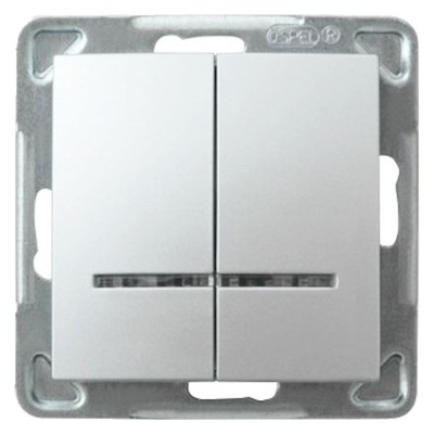 Łącznik dwugrupowy świecznikowy z podświetleniem niebieskim Srebro Ospel IMPRESJA - ŁP-2YS/m/18