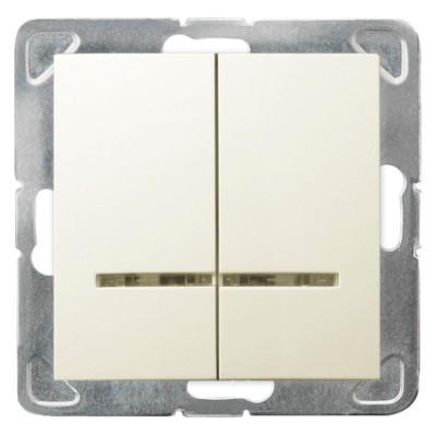 Łącznik dwugrupowy świecznikowy z podświetleniem pomarańczowym Ecru Ospel IMPRESJA - ŁP-2YS/m/27