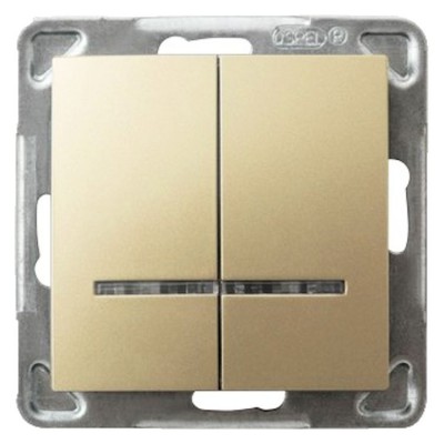 Łącznik dwugrupowy świecznikowy z podświetleniem niebieskim Złoty Metalik Ospel IMPRESJA - ŁP-2YS/m/28