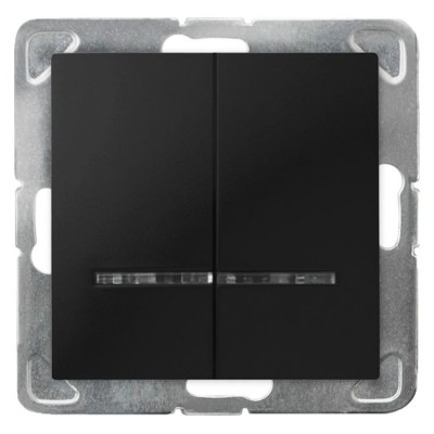 Łącznik dwugrupowy świecznikowy z podświetleniem niebieskim Czarny Metalik Ospel IMPRESJA - ŁP-2YS/m/33