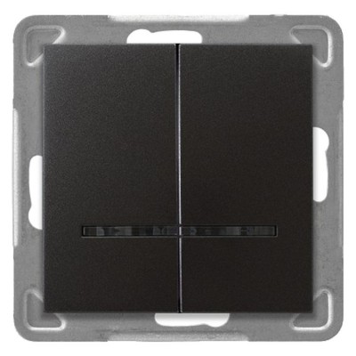 Łącznik dwugrupowy świecznikowy z podświetleniem niebieskim Antracyt Ospel IMPRESJA - ŁP-2YS/m/50