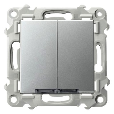 Łącznik dwugrupowy świecznikowy z podświetleniem niebieskim Srebro Ospel SZAFIR - ŁP-2ZS/m/18