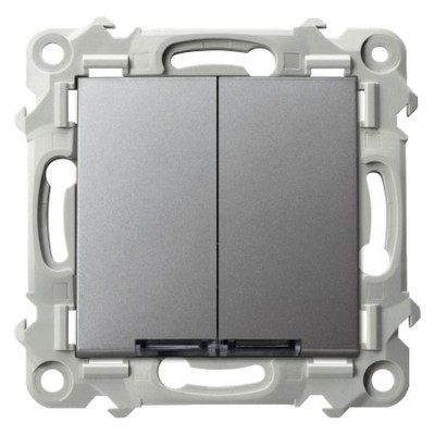 Łącznik dwugrupowy świecznikowy z podświetleniem niebieskim Szary Mat. Ospel SZAFIR - ŁP-2ZS/m/70