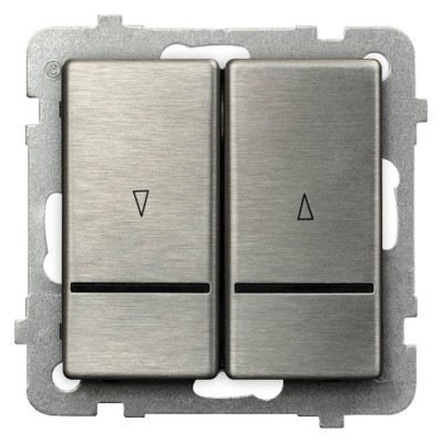 Łącznik żaluzjowy, zwierny, z podświetleniem niebieskim Stal Inox Ospel SONATA STAL INOX - ŁP-7RMS/m/37