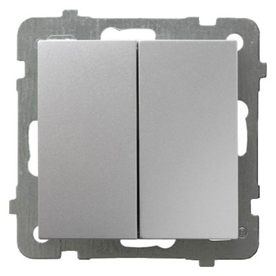 Łącznik schodowy + jednobiegunowy Srebro Ospel AS - ŁP-9G/m/18