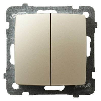 Łącznik schodowy + jednobiegunowy Ecru perłowy Ospel KARO - ŁP-9S/m/42