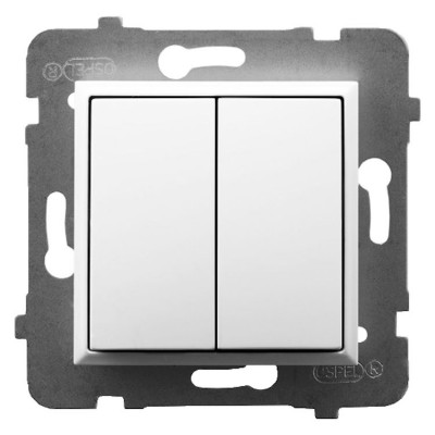 Łącznik schodowy + jednobiegunowy Biały Ospel ARIA - ŁP-9U/m/00