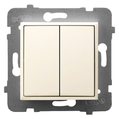 Łącznik schodowy + jednobiegunowy Ecru Ospel ARIA - ŁP-9U/m/27