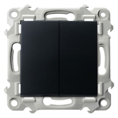 Łącznik schodowy + jednobiegunowy Czarny Metalik Ospel SZAFIR - ŁP-9Z/m/33