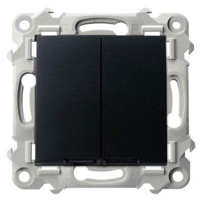 Łącznik schodowy + jednobiegunowy z podświetleniem niebieskim Czarny Metalik Ospel SZAFIR - ŁP-9ZS/m/33