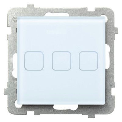 Łącznik dotykowy potrójny z podświetleniem Białe Szkło Ospel SONATA TOUCH - ŁPD-13RS/m/31
