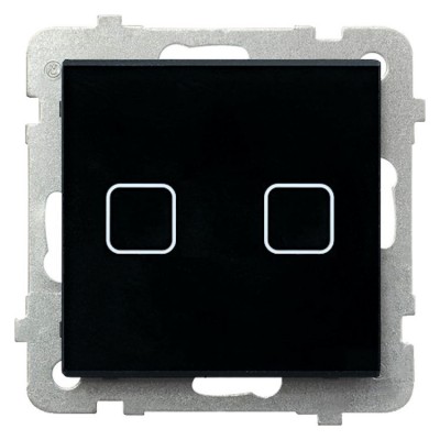 Łącznik dotykowy dwugrupowy zwierny z podświetleniem Czarne Szkło Ospel SONATA TOUCH - ŁPD-18RS/m/32