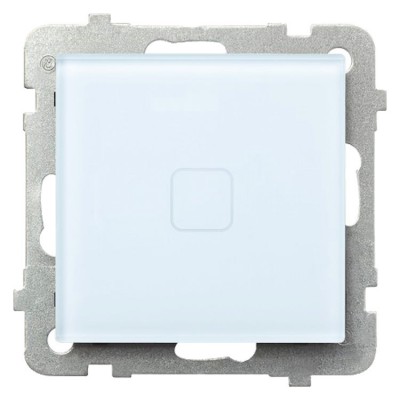Łącznik dotykowy jednobiegunowy zwierny z podświetleniem Białe Szkło Ospel SONATA TOUCH - ŁPD-21RS/m/31