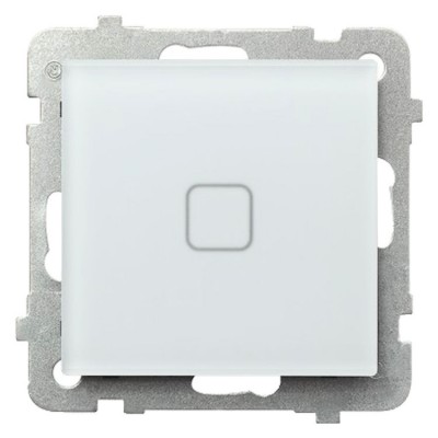 Łącznik dotykowy jednobiegunowy zwierny z podświetleniem Białe Szkło Szronione Ospel SONATA TOUCH - ŁPD-21RS/m/78