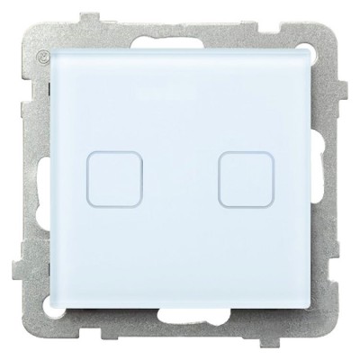 Łącznik dotykowy podwójny schodowy/podwójny krzyżowy z podświetleniem Białe Szkło Ospel SONATA TOUCH - ŁPD-26RS/m/31