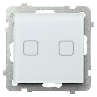 Łącznik dotykowy podwójny schodowy/podwójny krzyżowy z podświetleniem Białe Szkło Szronione Ospel SONATA TOUCH - ŁPD-26RS/m/78