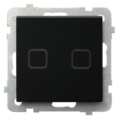 Łącznik dotykowy podwójny schodowy/podwójny krzyżowy z podświetleniem Czarne Szkło Szronione Ospel SONATA TOUCH - ŁPD-26RS/m/79