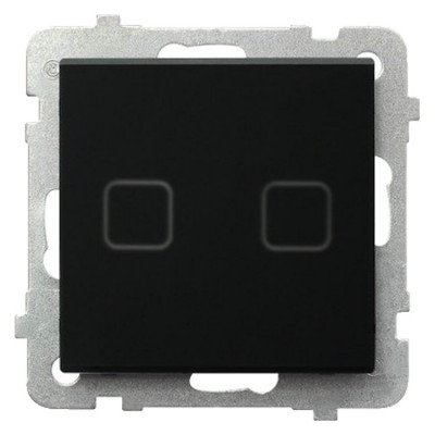 Łącznik dotykowy dwugrupowy świecznikowy z podświetleniem Czarne Szkło Szronione Ospel SONATA TOUCH - ŁPD-2RS/m/79