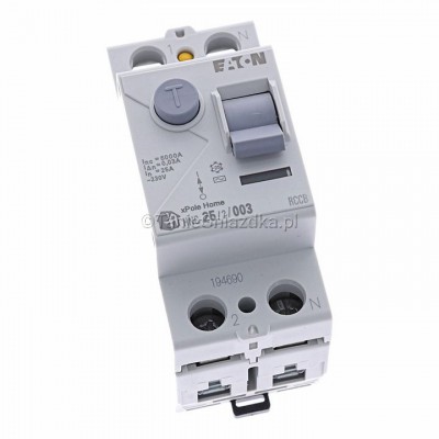 Wyłącznik różnicowoprądowy HNC-252003 25A 0,03A 30mA 6kA 2P Typ AC 194690 Eaton