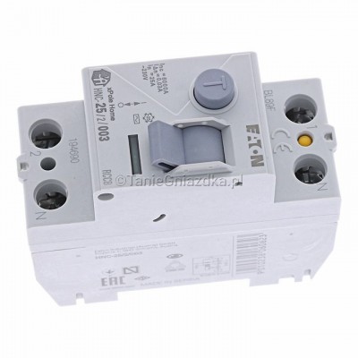 Wyłącznik różnicowoprądowy HNC-252003 25A 0,03A 30mA 6kA 2P Typ AC 194690 Eaton