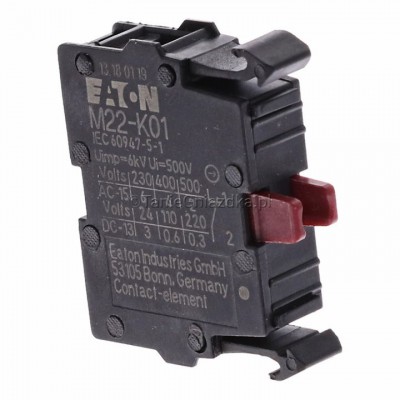 Eaton 216378 Styk pomocniczy rozwierny M22-K01 R1 6A montaż czołowy 4015082163785