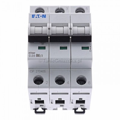 Eaton Wyłącznik nadprądowy B 6A 3M 3P 6kA 270405 CLS6-B6/3-DP