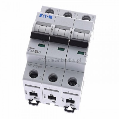 Eaton Wyłącznik nadprądowy B 6A 3M 3P 6kA 270405 CLS6-B6/3-DP